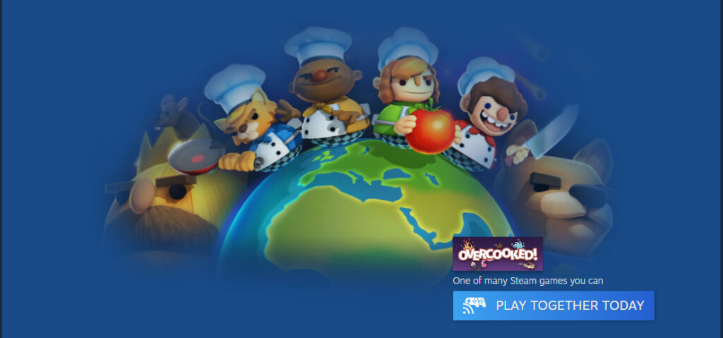 Overcooked supports the Steam Play Together feature.