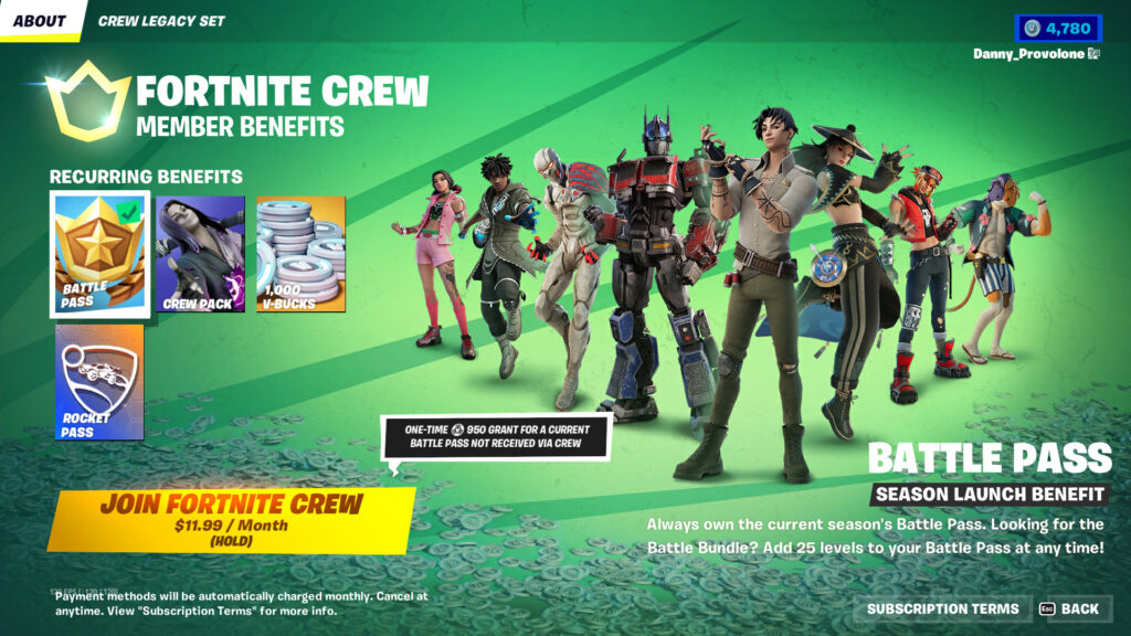 Latest Fortnite Crew subscription (Image Credit: Epic Games)
