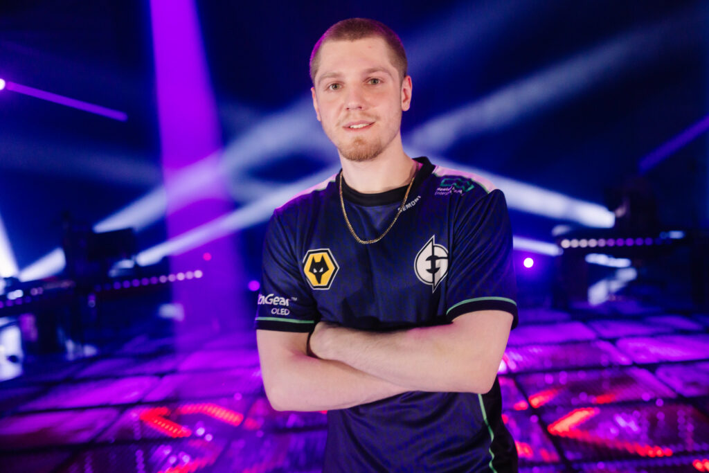 Max "Demon1" Mazanov of Evil Geniuses poses onstage after victory against LOUD at VALORANT Masters Tokyo Brackets Stage at Tipstar Dome Chiba on June 16, 2023 in Tokyo, Japan. (Photo by Colin Young-Wolff/Riot Games