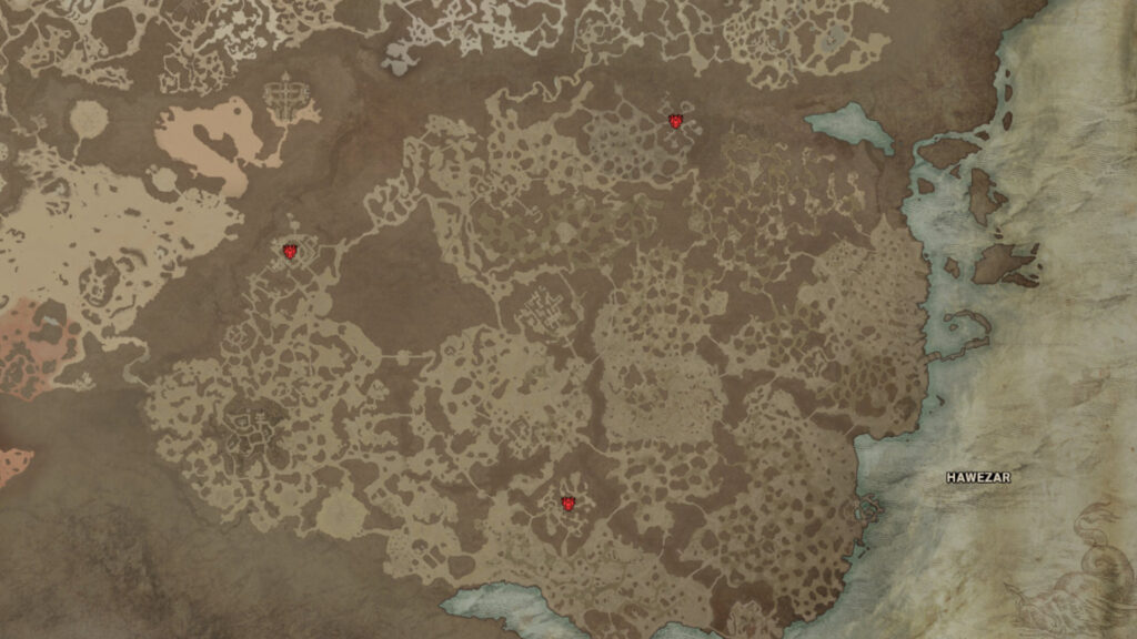 Hawezar stronghold locations (Image via D4Builds.gg)