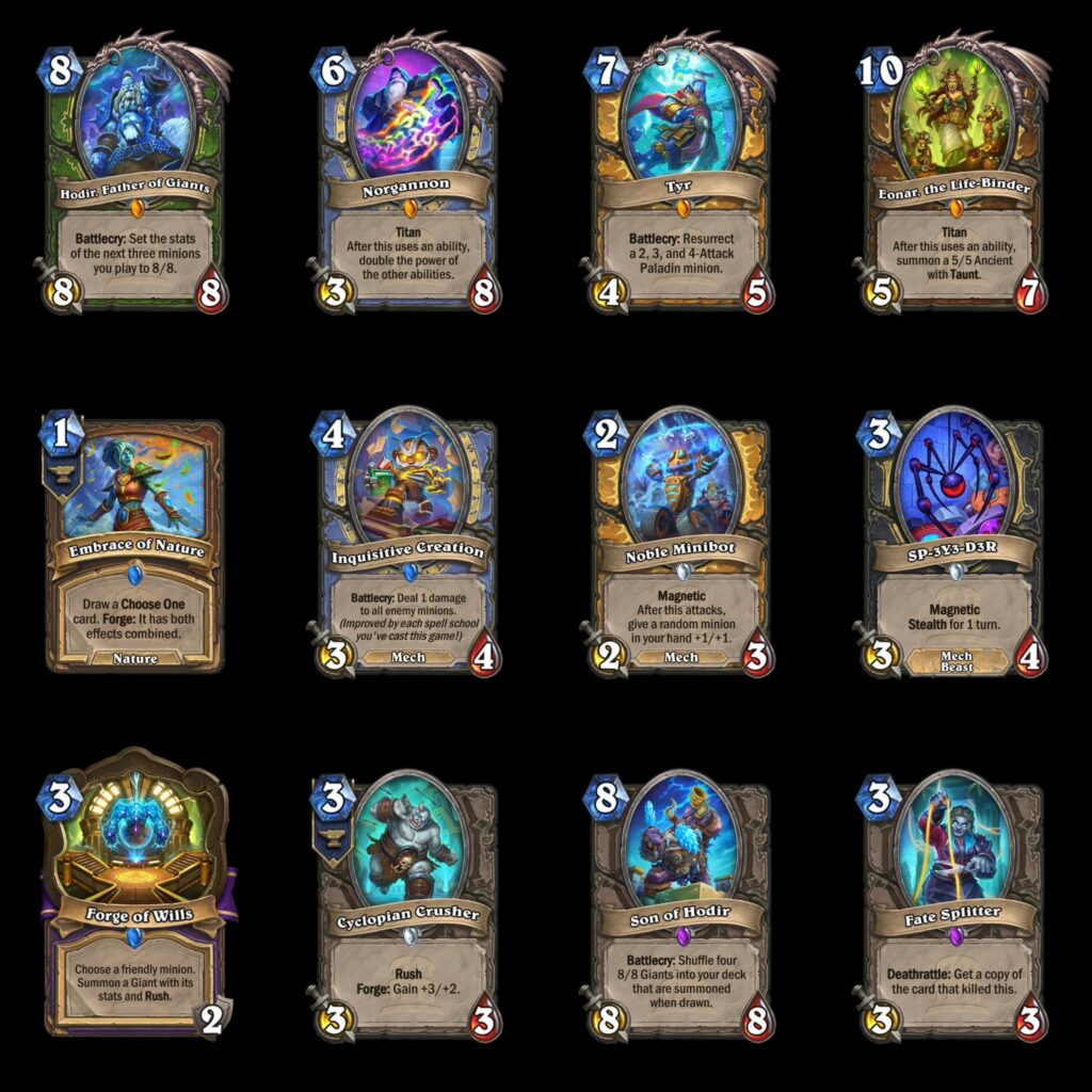 TITANS cards reveled on the announcement video - Image via Ben Hearthstone