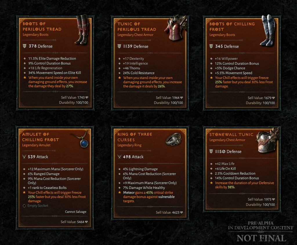 Legendary items in Diablo 4.