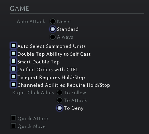 Dota 2 Game settings