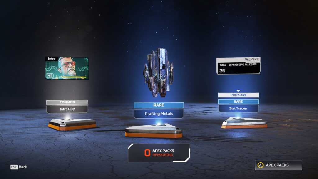 Players can earn crafting materials through Apex Packs (Image via Respawn Entertainment)