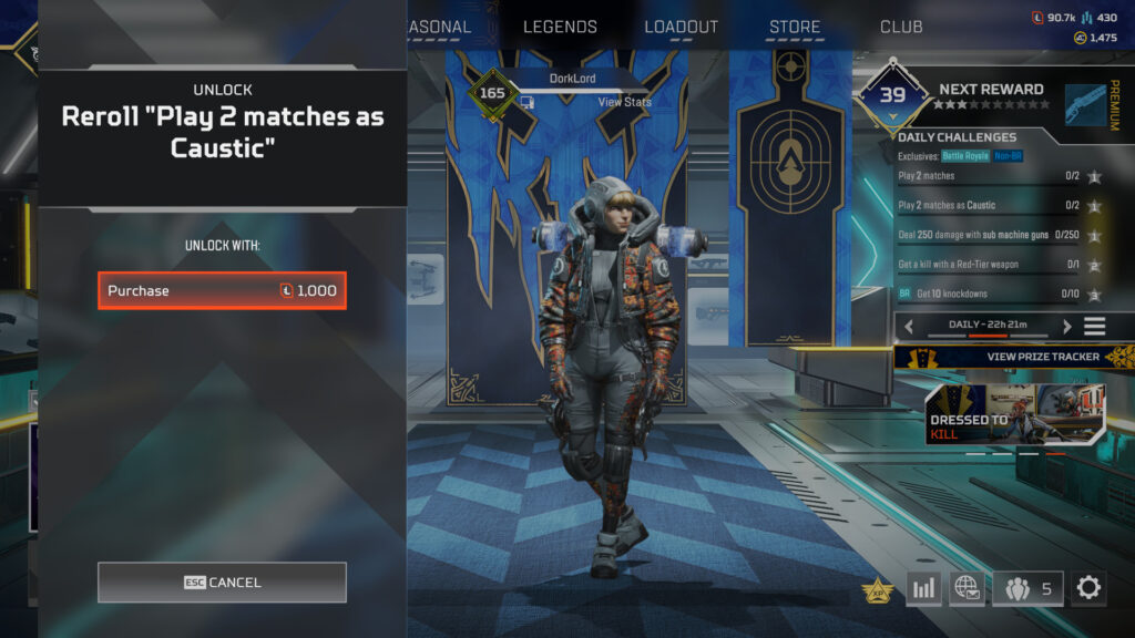 Legend Tokens also allow players to reroll their daily battle pass challenges (Image via Respawn Entertainment)