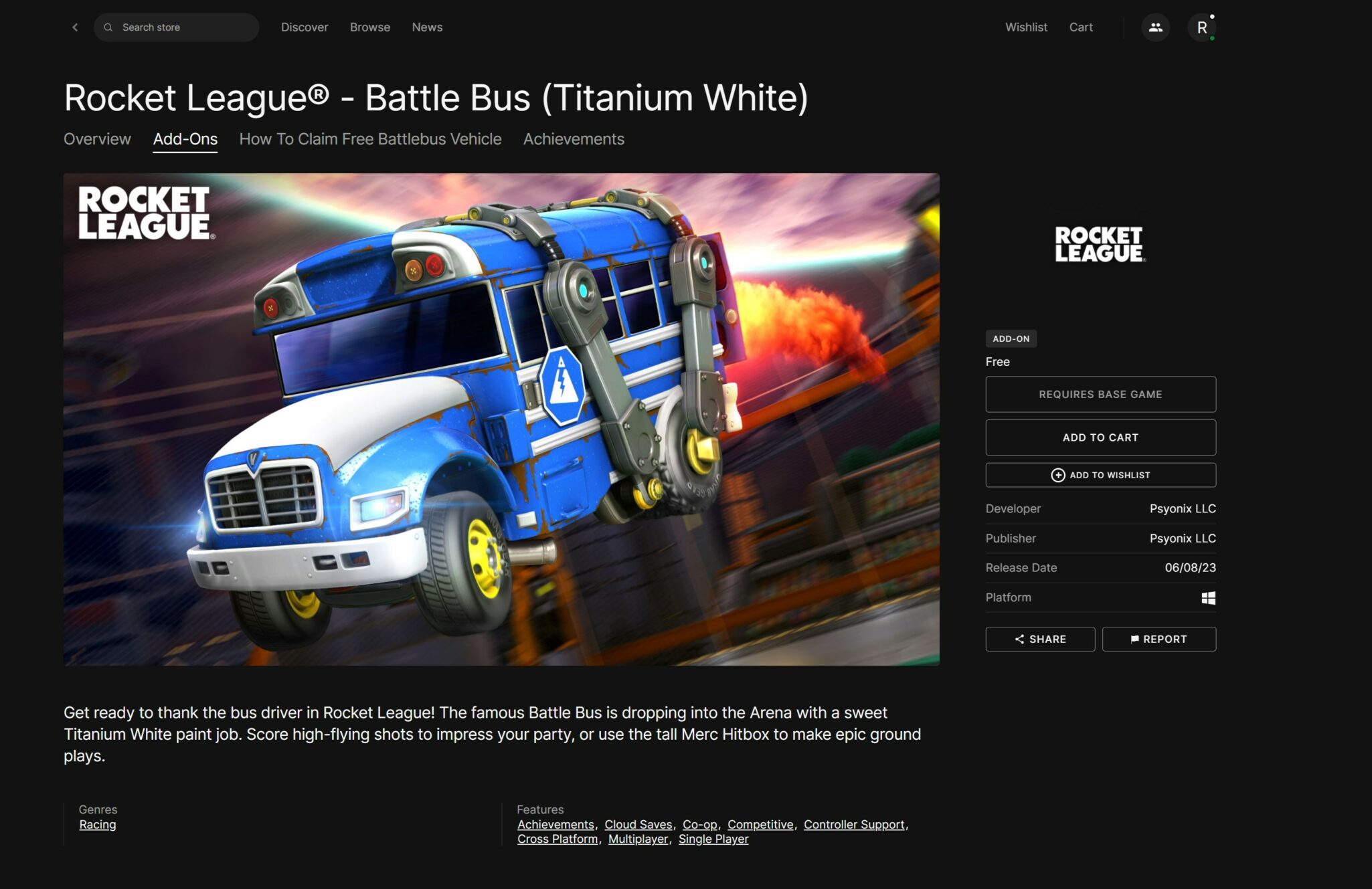The Battle Bus Titanium White is a separate DLC that can be searched on the Epic Games Store.