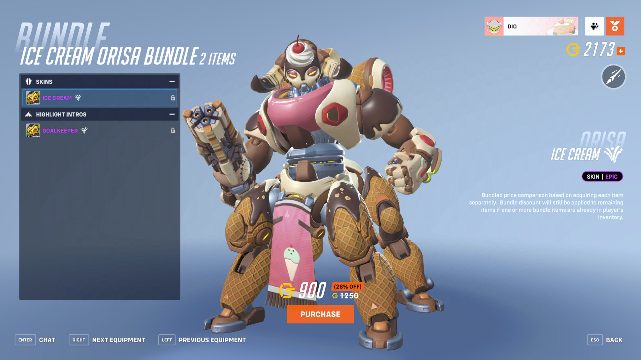 Ice Cream Orisa skin (Image via Blizzard Entertainment)