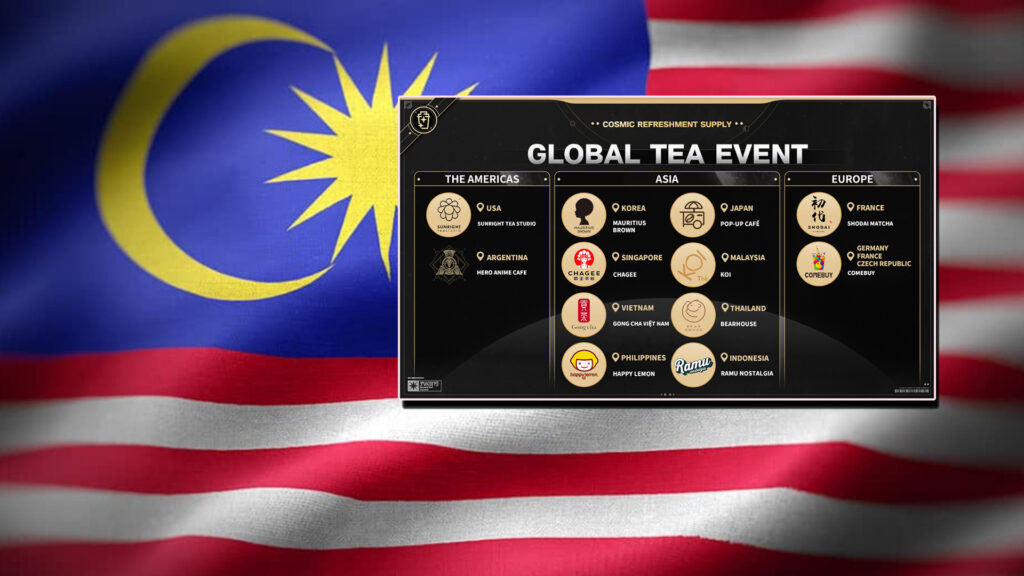 The Cosmic Refreshment Supply Global Tea Event is partnered with KOI in Malaysia (Image: Esports.gg)