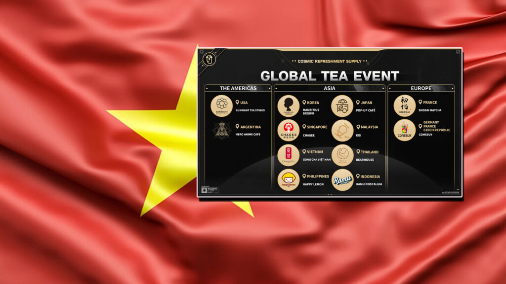 The Cosmic Refreshment Supply Global Tea Event is partnered with Gongcha in Vietnam (Image: Esports.gg)
