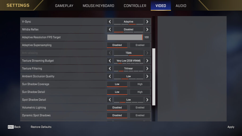 You'll want to keep your settings lowered if you're running Apex Legends on a budget gaming computer