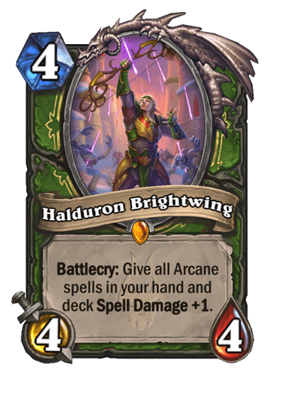 Halduron Brightwing<br>Old: [3 Mana] 3 Attack, 4 Health<br><strong>New: [4 Mana] 4 Attack, 4 Health</strong>