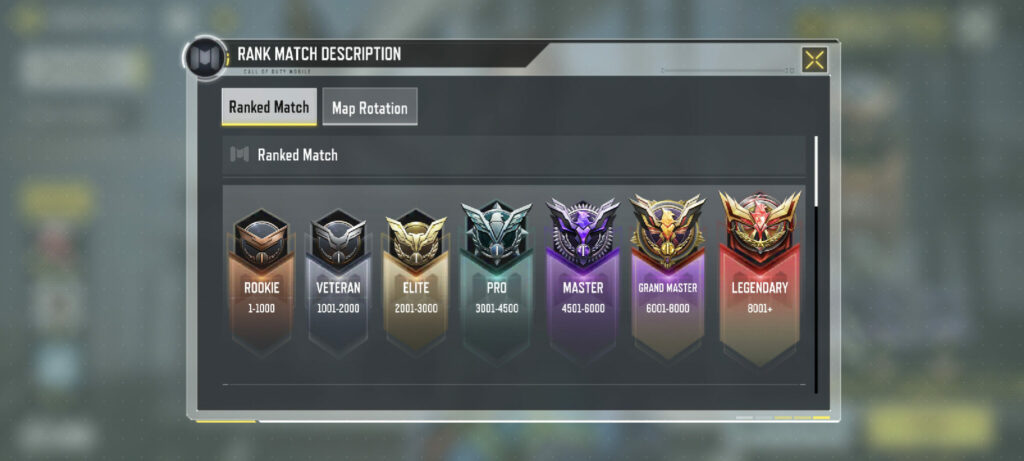 CoD Mobile ranks