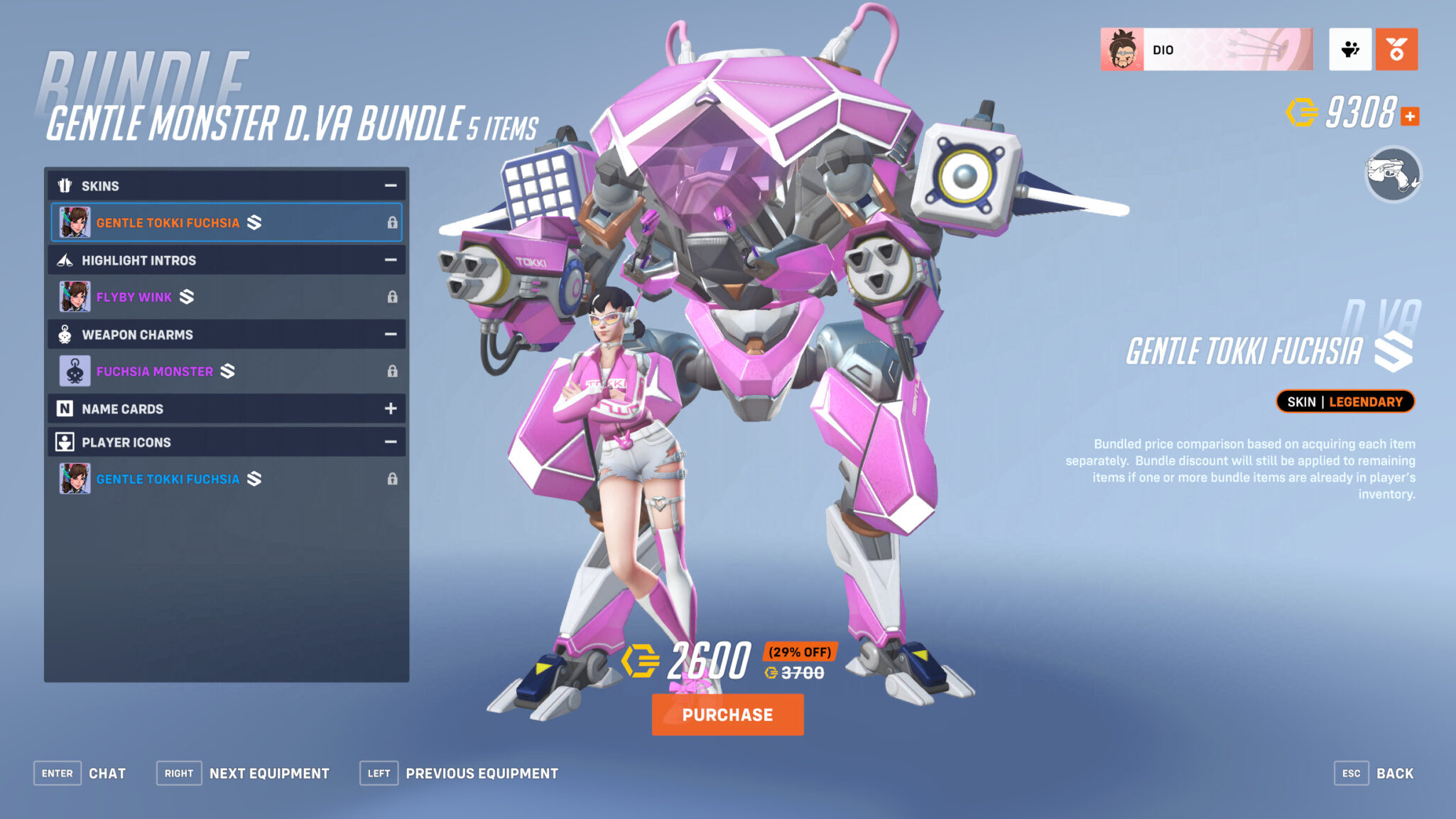 Legendary Gentle Tokki Fuchsia D.Va skin (Image via Blizzard Entertainment)