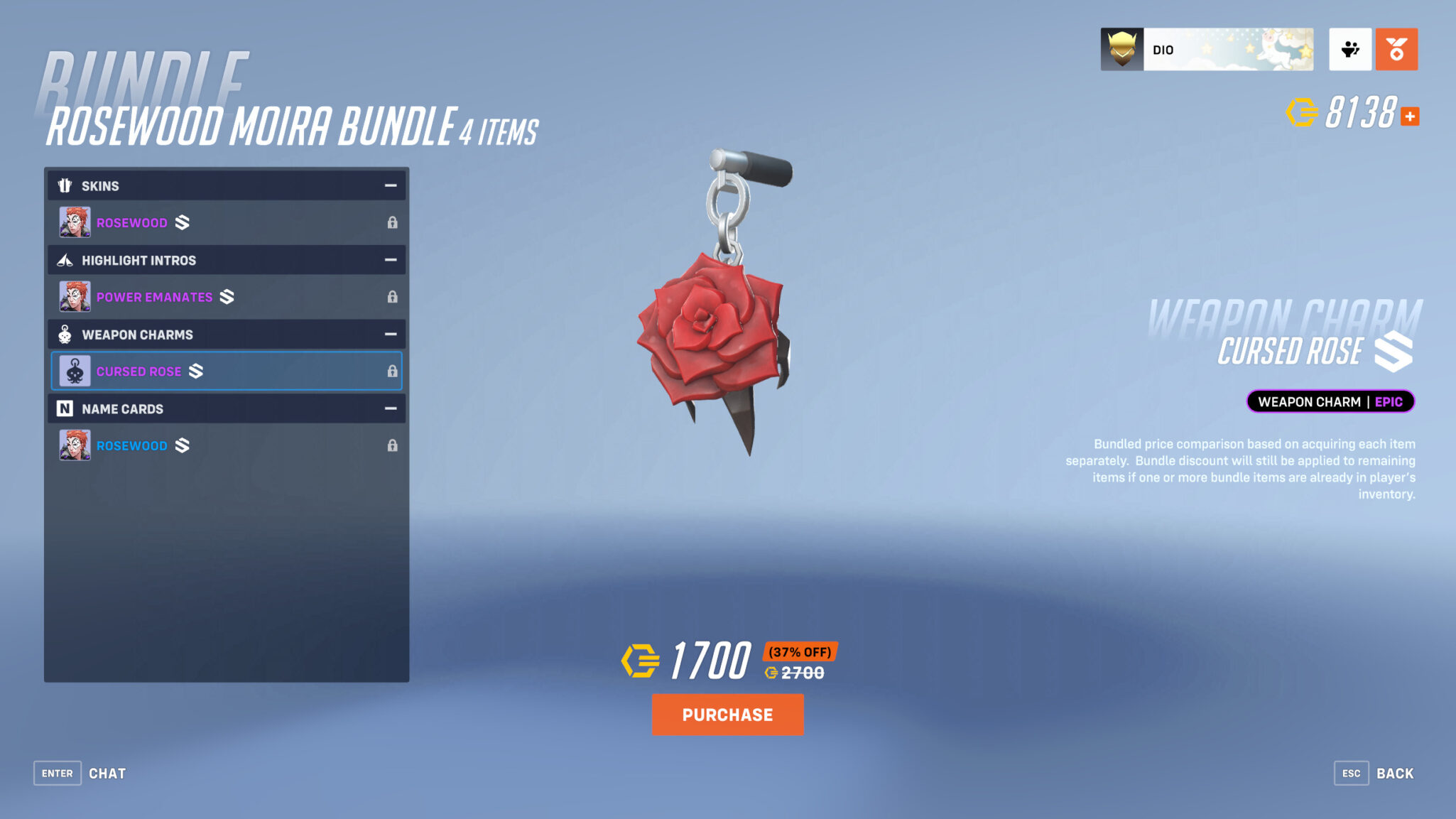 Cursed Rose weapon charm (Image via Blizzard Entertainment)