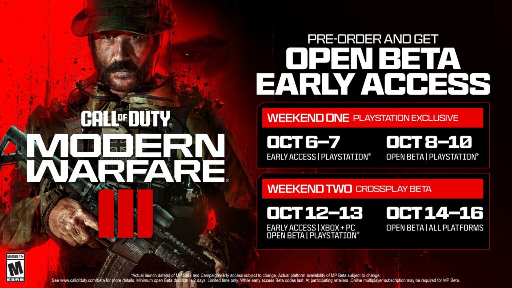 Dates for the Modern Warfare 3 beta (Image via Activision)