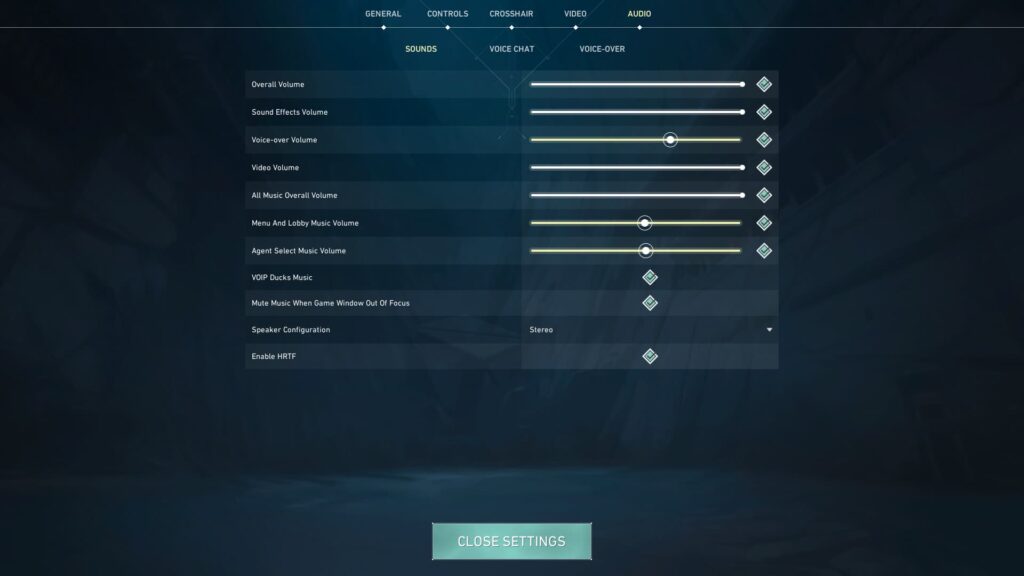 The short list of audio settings are just as important as the rest (Image via esports.gg)