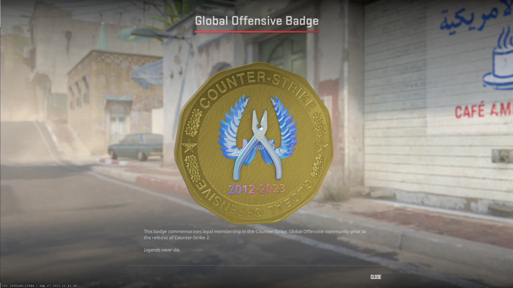 The CS:GO badge issued to players in CS2 after the servers shut down.
