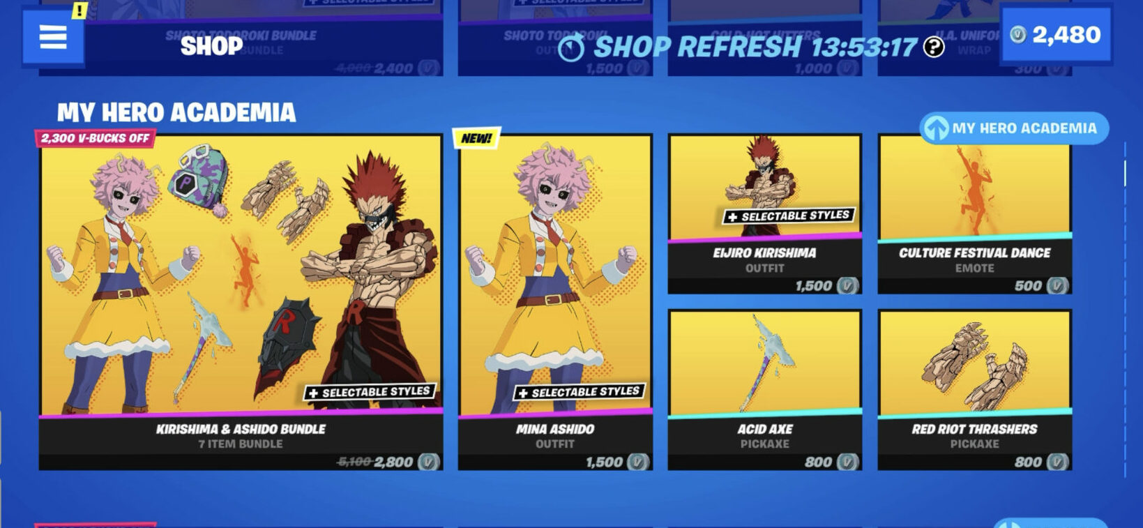 My Hero Academia Characters Shoto, Red Riot, and Pinky Join Fortnite