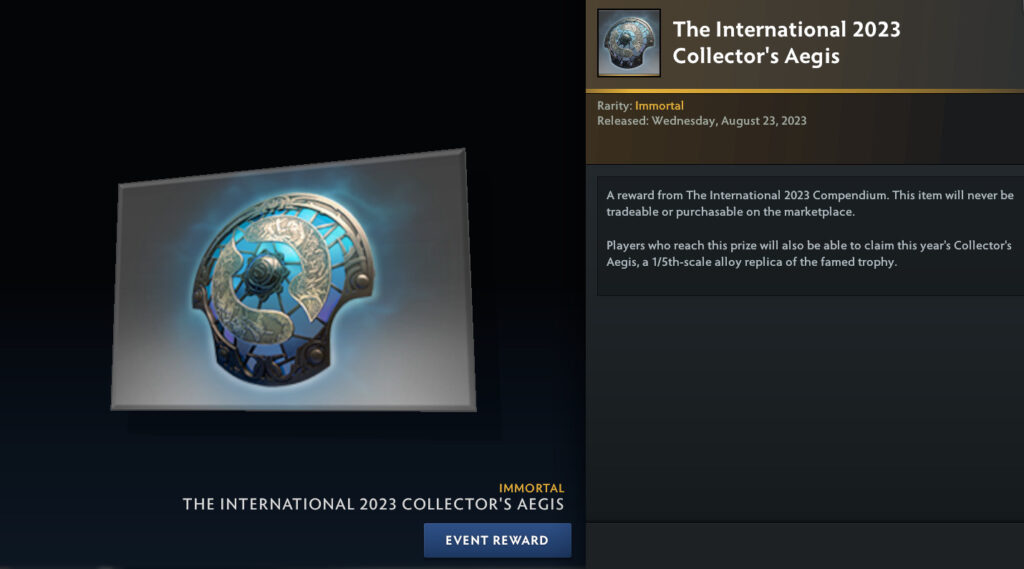 The International 2023 (TI12) Collector's Aegis (Image via Dota)