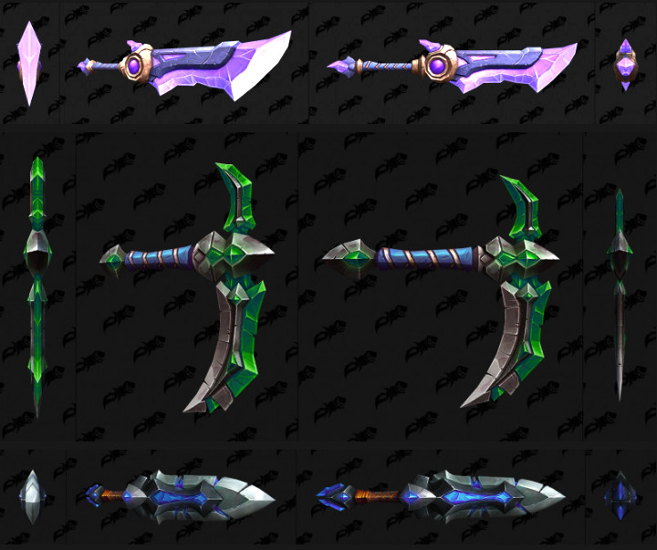 Some of the Draenei weapon transmogs. Credit: WoWHead