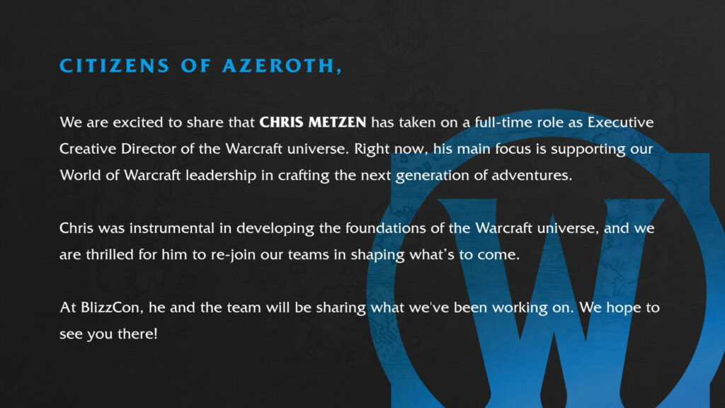 Chris Metzen enters new role for Warcraft universe (Image via Blizzard Entertainment)