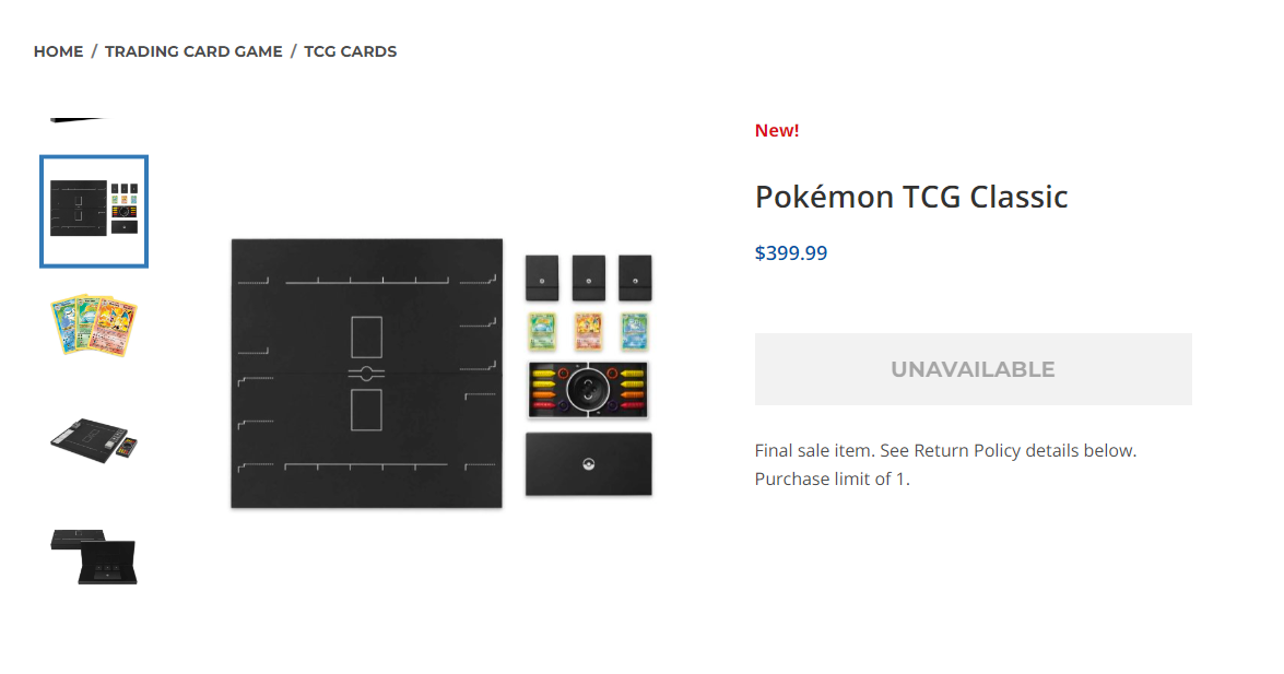 $400 Pokémon Trading Card Game Classic Pre-Orders Sold Out