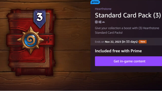 How to get 3 Free Hearthstone packs with Prime Gaming preview image
