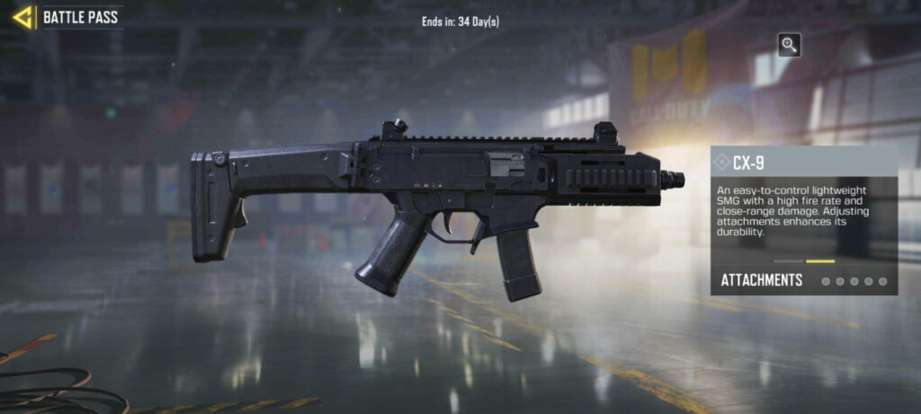 CoD Mobile CX-9 weapon description (Image via Activision Publishing, Inc.)