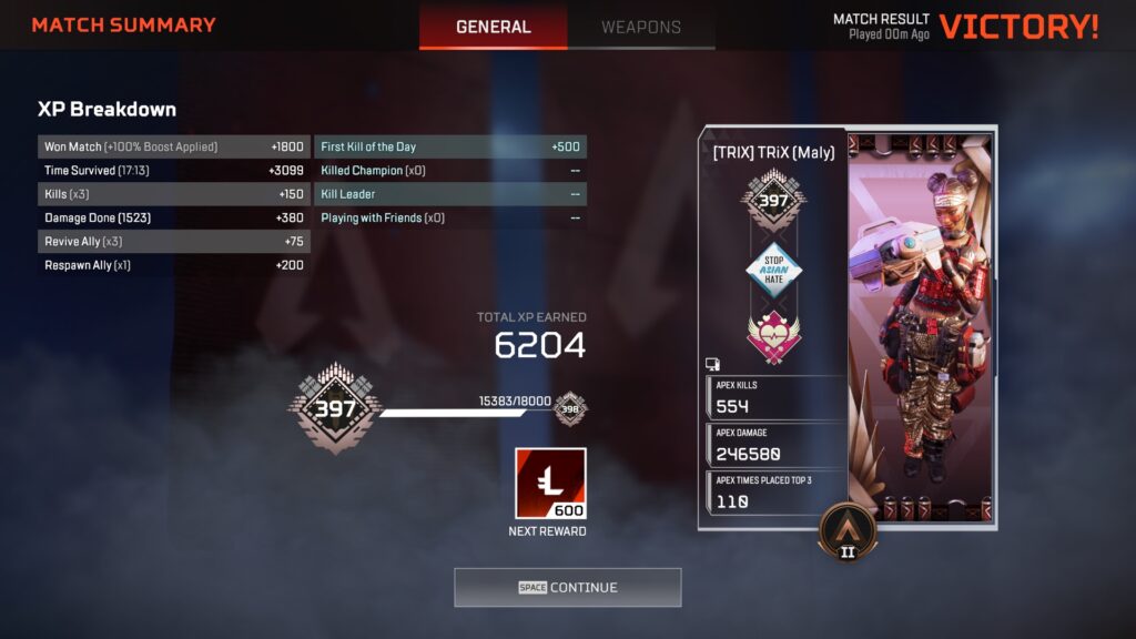 How to level up fast in Apex: Survival Time is the biggest factor