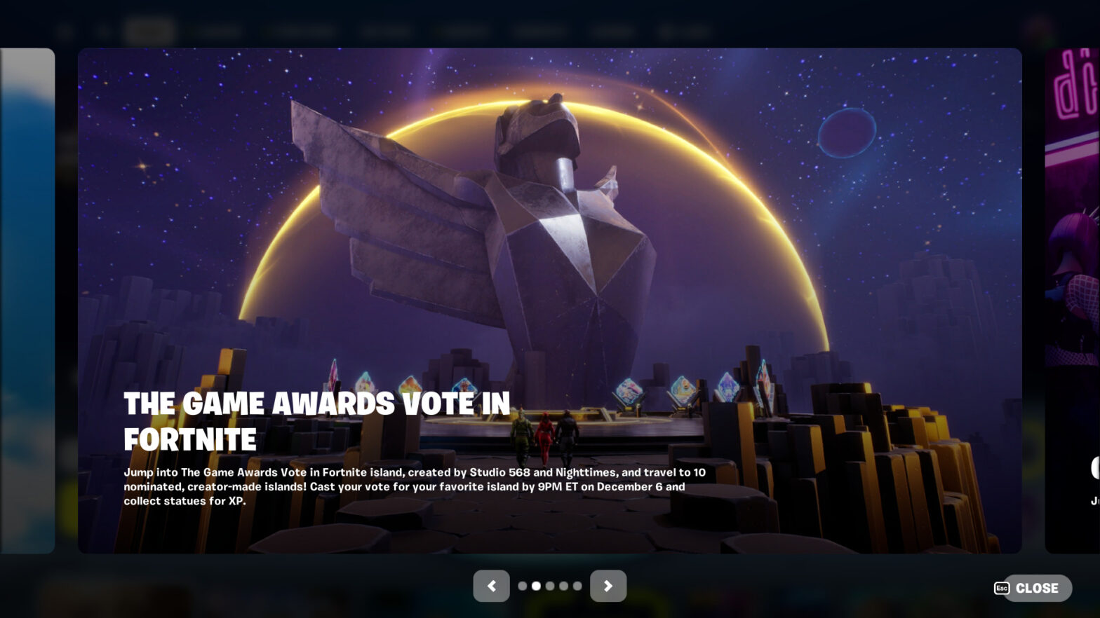 Make Your Vote at The Game Awards Vote in Fortnite!