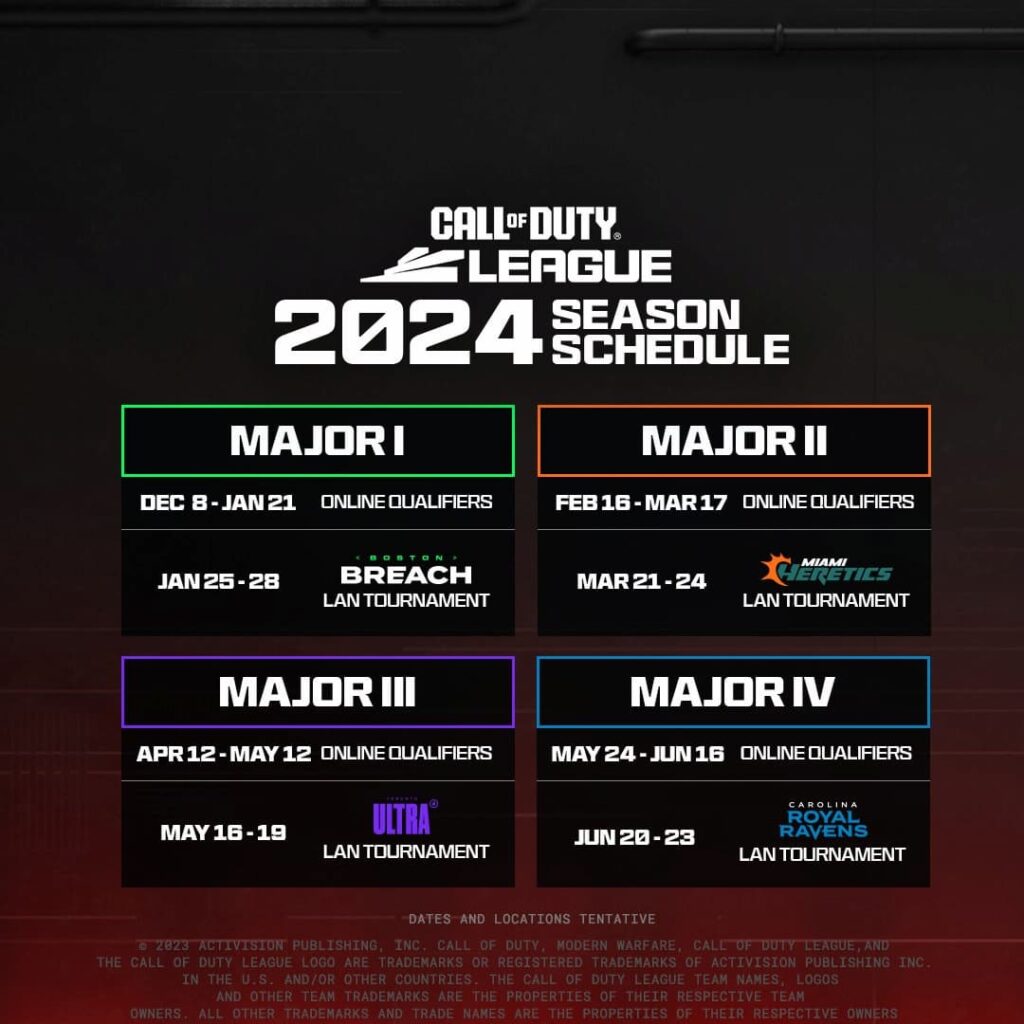 CDL 2024 schedule confirms dates of all four Majors Esports.gg