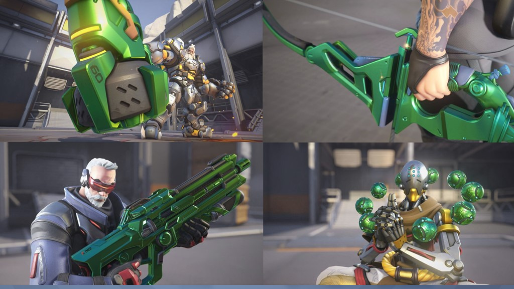 Emerald weapons in Overwatch 2 (Image via Blizzard Entertainment)