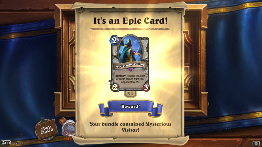 Launch Hearthstone to see your free epic card (Image via Blizzard Entertainment)