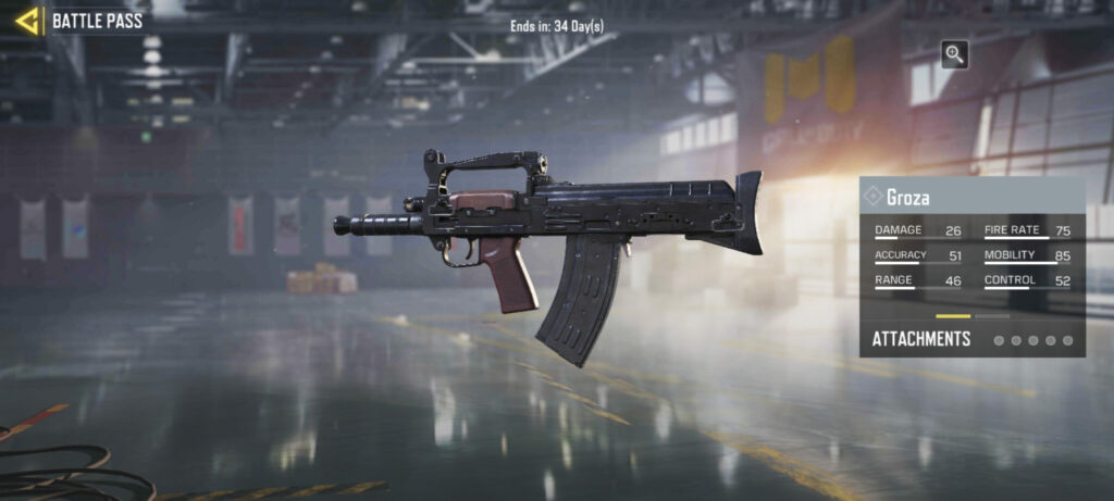 Free Groza Assault Rifle in CoD Mobile (Image via Activision Publishing, Inc.)