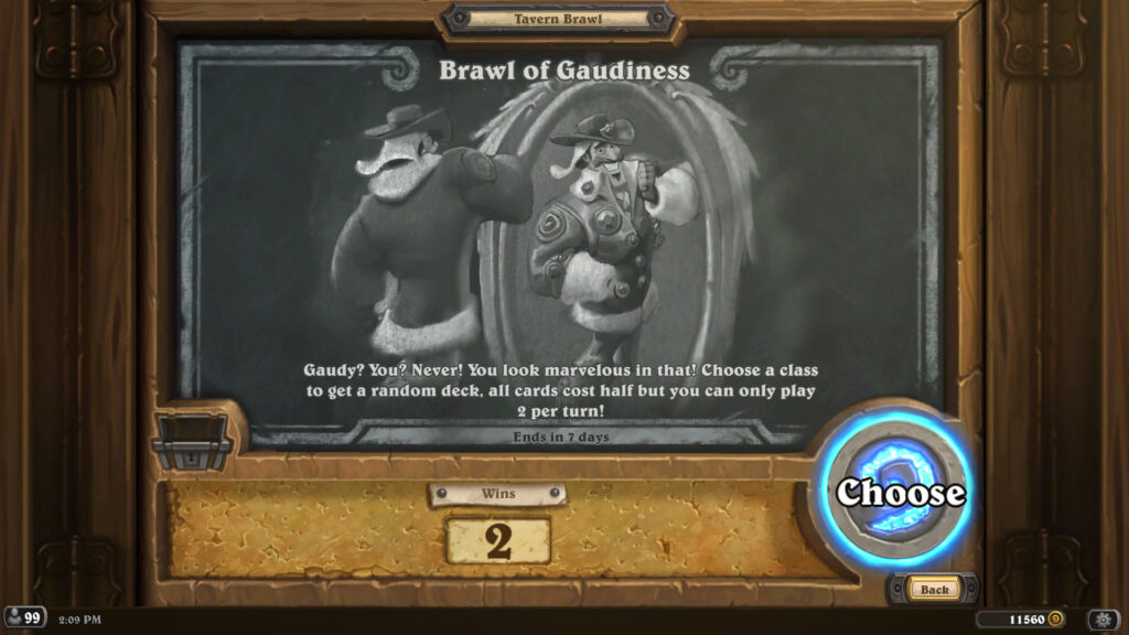 Hearthstone's Brawl of Gaudiness Tavern Brawl information (Image via Blizzard Entertainment)