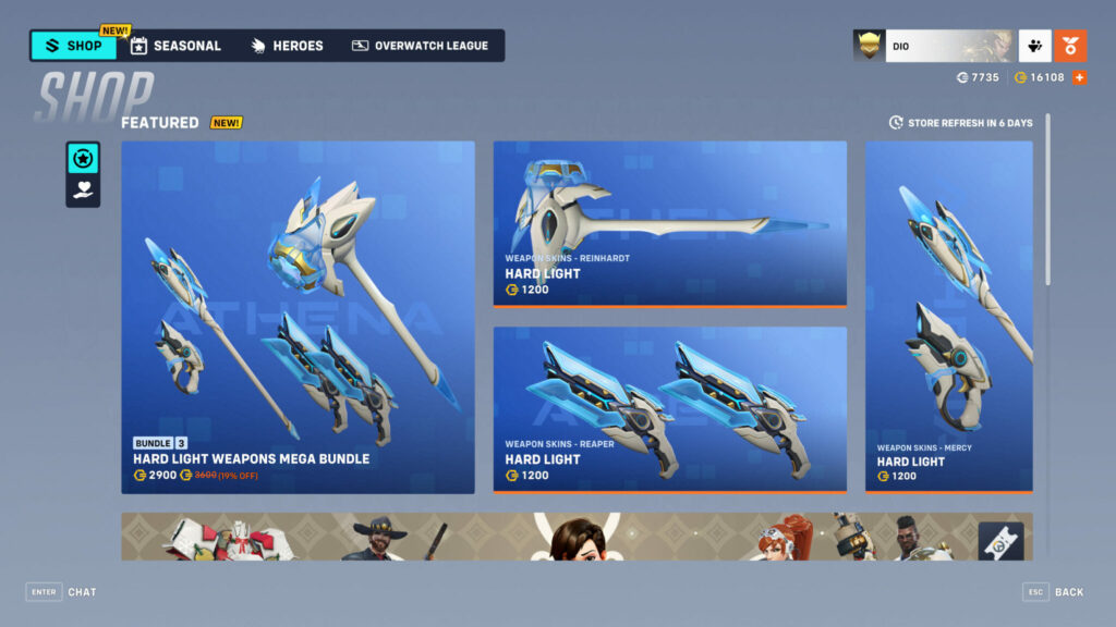 Hard Light weapons in Overwatch 2 (Image via esports.gg)