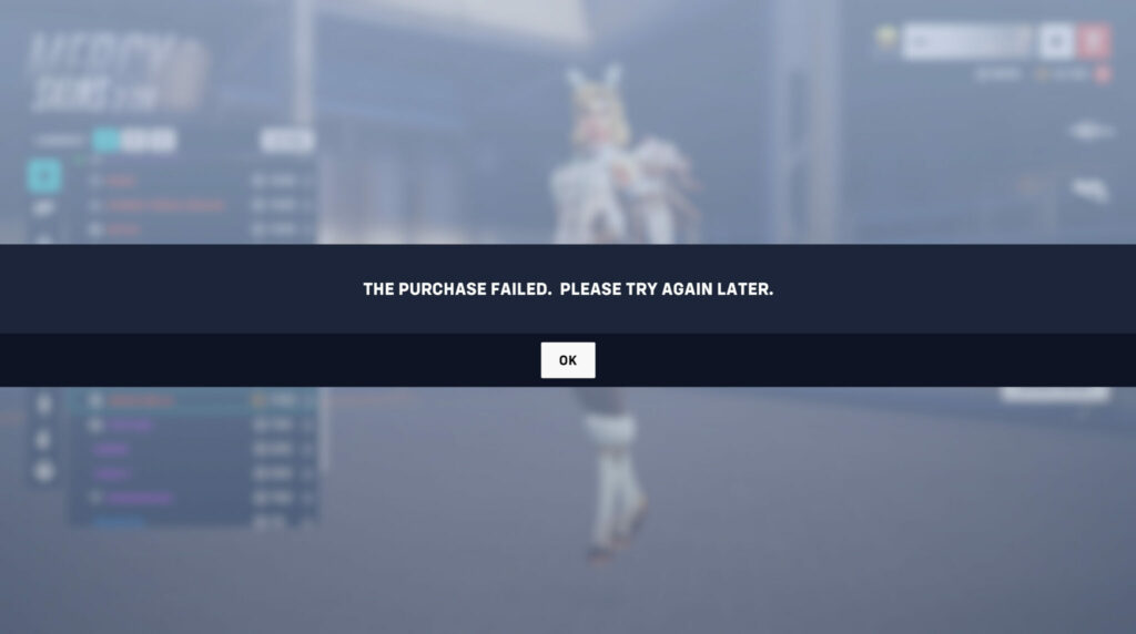 Overwatch 2 shop error (Image via Blizzard Entertainment)