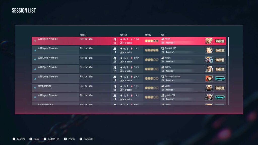 Screenshot of the different sessions (Image via esports.gg)