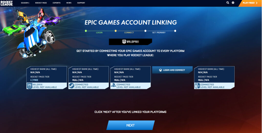 You can link your Rocket League accounts across Steam, Epic Games, Xbox, PS5 and Wii