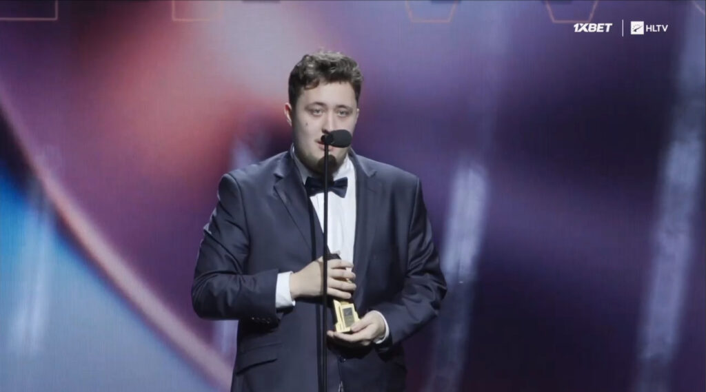 ZywOo on his speech after winning the best AWPer (Image via HLTV's Twitch)