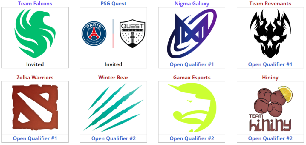 ESL One Birmingham Closed Qualifiers - MENA teams (Image via <a href="https://liquipedia.net/dota2/ESL_One/Birmingham/2024/MENA/Closed_Qualifier" target="_blank" rel="noreferrer noopener nofollow">Liquipedia</a>)