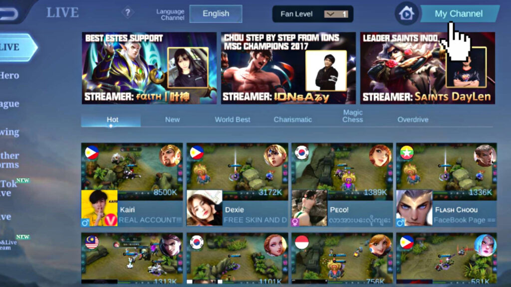 How to activate livestreaming in MLBB - Step two.<br>(Screenshot via esports.gg)