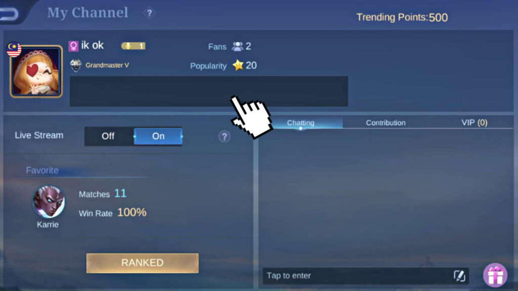 How to activate livestreaming in MLBB - Step four.<br>(Screenshot via esports.gg)