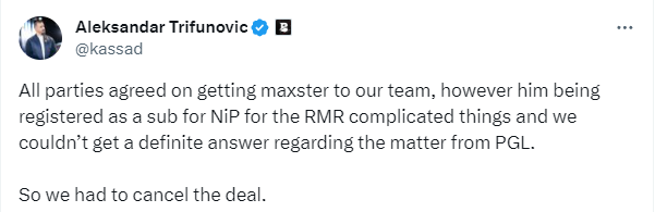 Maxster was really close to joining the team (Image via X)