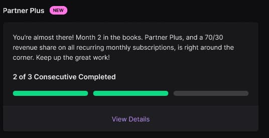 This details how close a streamer is to reaching Partner Plus status (Image via Twitch)