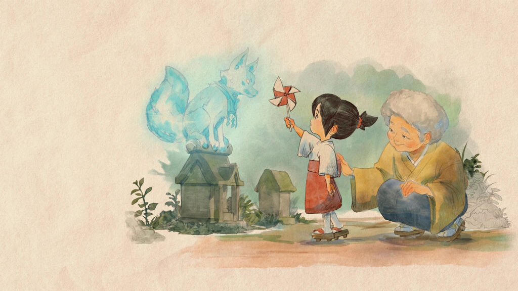 Kiriko, her grandmother, and the fox spirit (Image via Blizzard Entertainment)