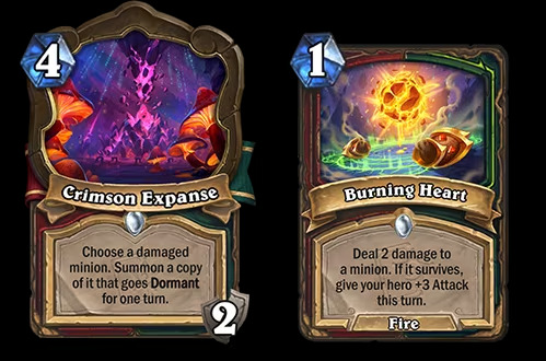 Crimson Expanse and Burning Heat in Hearthstone (Image via Blizzard Entertainment)