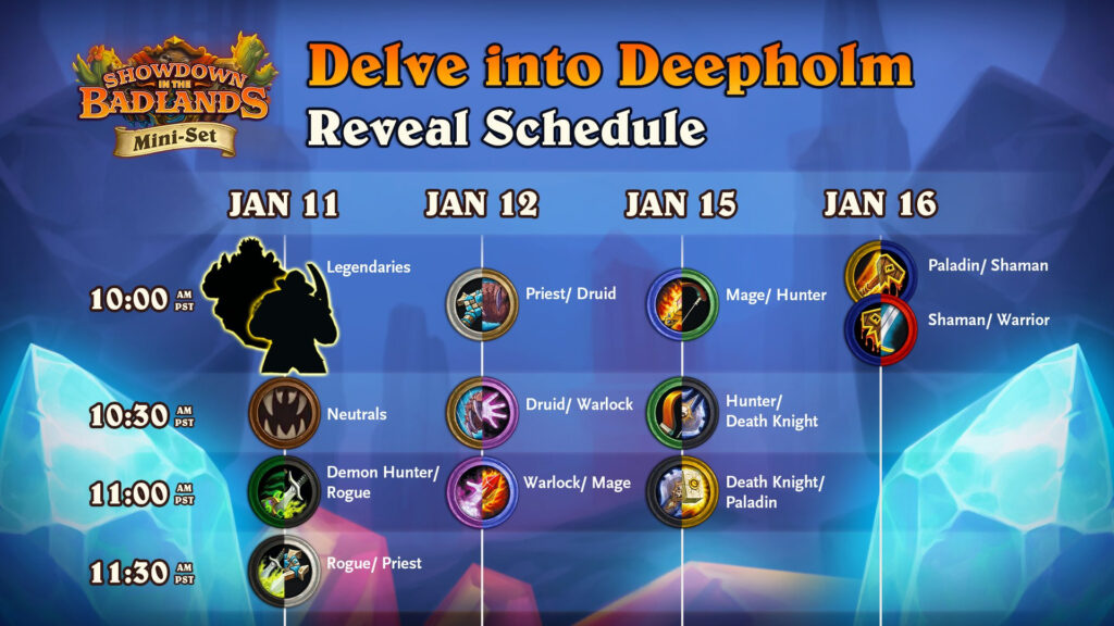 Hearthstone Delve into Deepholm Mini-Set card reveal schedule (Image via Blizzard Entertainment)