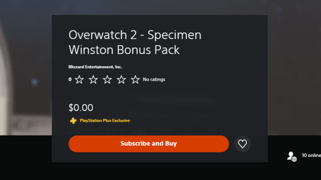 Overwatch 2 Specimen 28 Winston Skin Bonus Pack (Image via PlayStation Store)