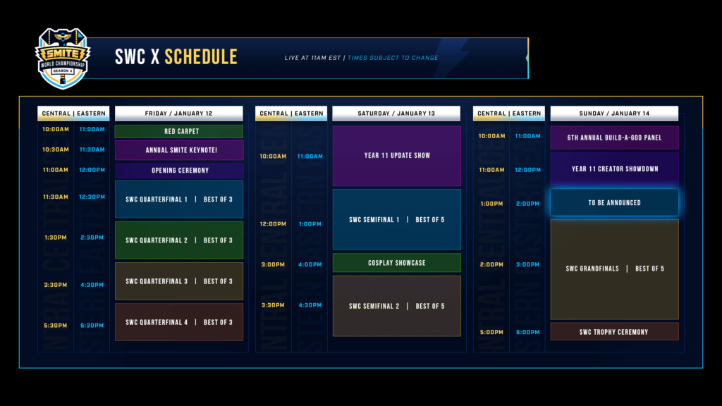 Season X SMITE World Championship&nbsp;2024 schedule (Image via Titan Forge Games)